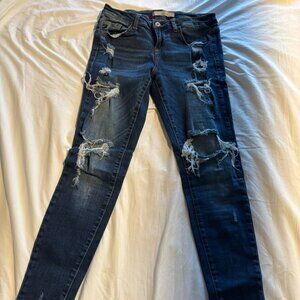 KanCan Low Rise Skinny Jeans Distressed Medium Wash Size 27 Stretch Denim